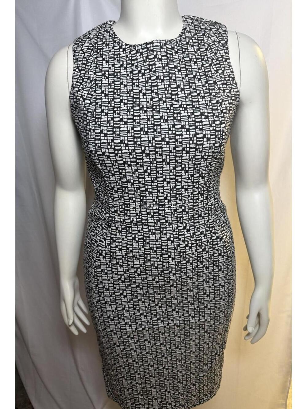 Calvin Klein Sheath Dress Sleeveless Abstract Print Work Chic Size 12
